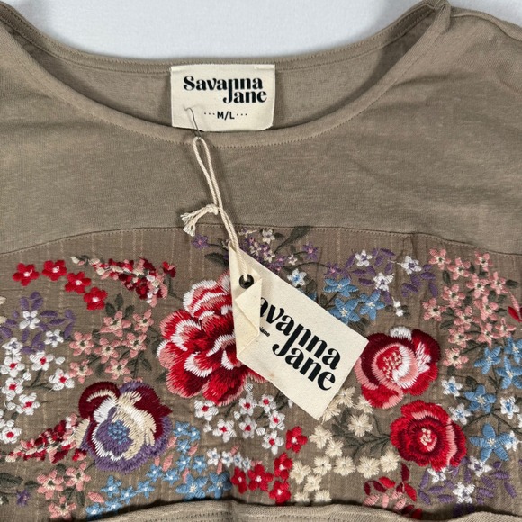 Savanna Jane Embroidered Floral Poncho Top Women's M/L Bohemian Style Casual - Picture 5 of 10